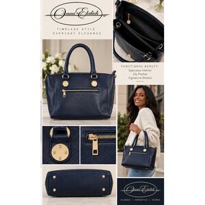 Onna Ehrlich Tote Bag Large Blue New Pebbled Leather Satchel Handbag